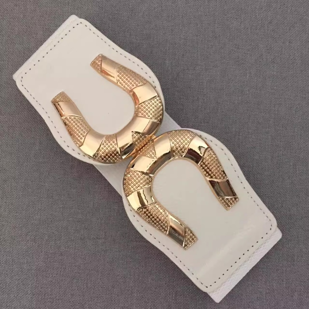 Ceinture pour femmes, taille élastique, large fermeture, robe de soirée, boucle en alliage