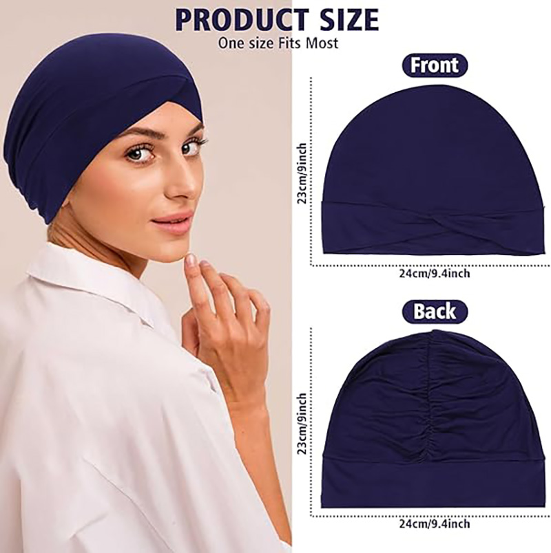 2 pièces/lot croix musulman Turban couleur unie coton chimio Hijabs casquettes femmes Hijab Bonnet perte de cheveux foulard Bandanas Turbante