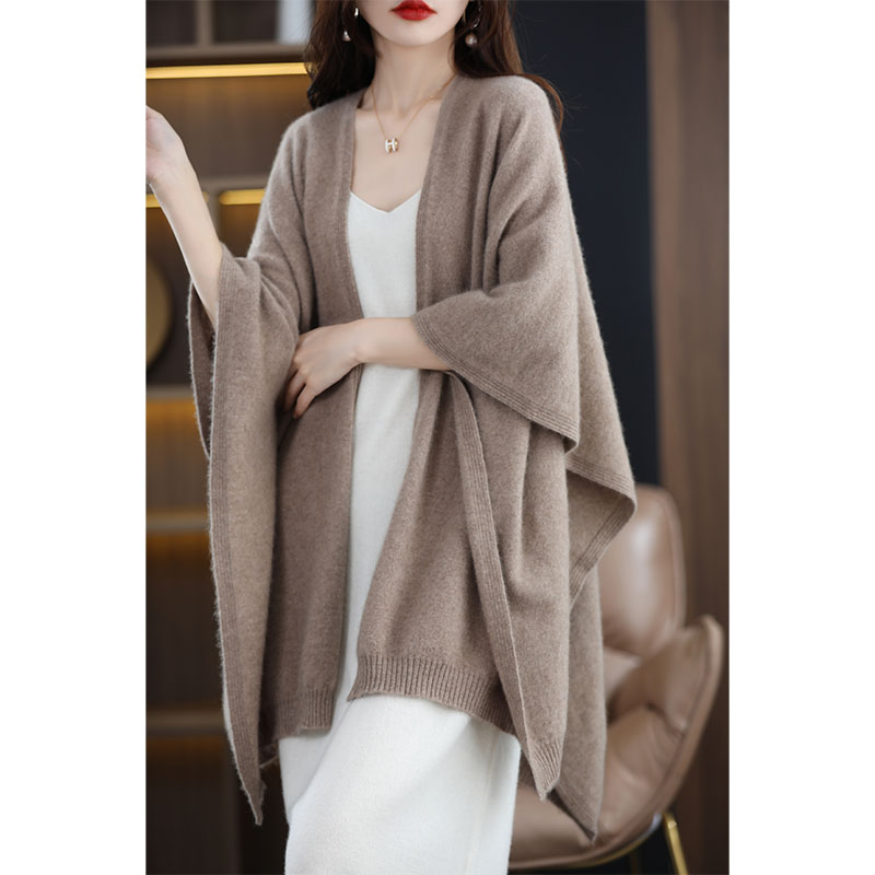 100% laine mérinos femmes grande taille pull décontracté Simple Cardigan laine tricots automne hiver vêtements chauds écharpe châles
