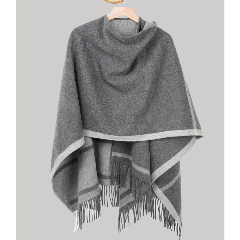 Mode horloge femmes châle pull 100% laine châle chaud femme usage mixte cape automne hiver écharpe français gland confortable Wrap Clothi
