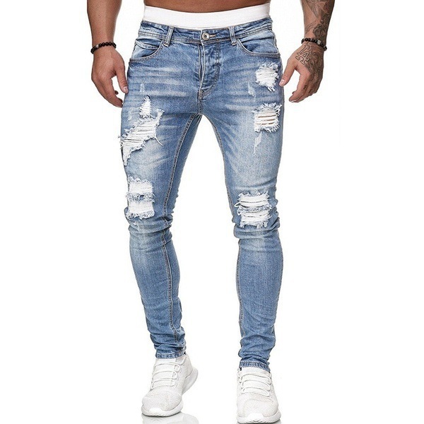 Nouveau Jean Homme Printemps-Été 2026 – Coupe Slim Déchirée Polyvalente Tendance