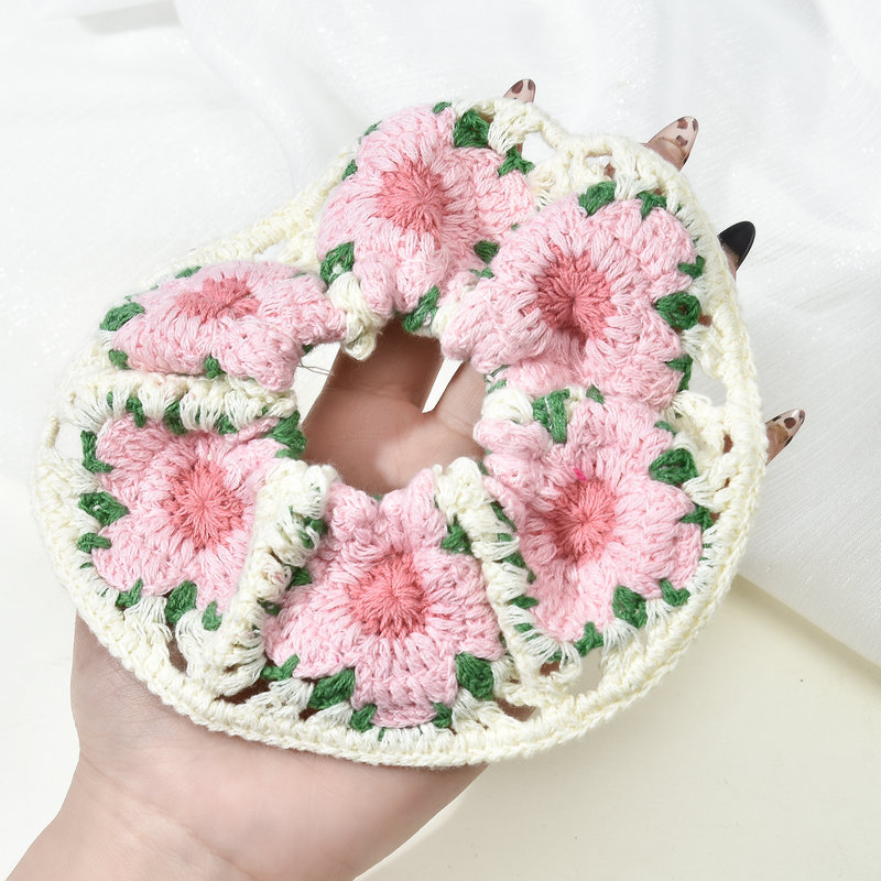 Chouchous en tricot pour femmes, style bohème, élastiques à cheveux au crochet, accessoires de coiffure faits à la main pour l'été et les vacances à la plage