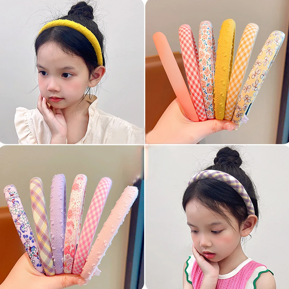 3 pièces/ensemble mode femmes filles Plaid couleurs florales large bandeaux doux enfants Vintage mignon cheveux cerceau enfants cheveux accessoires