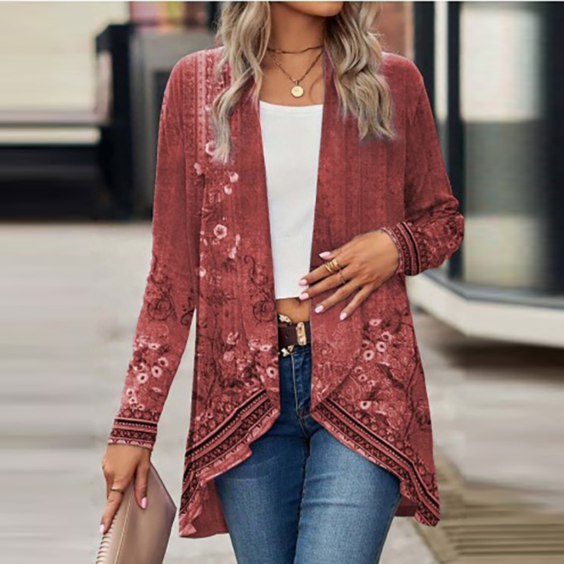 Nouveau Cardigan pour femmes manteaux mode décontracté col rabattu Vintage imprimé vestes pour femmes décontracté mince hauts
