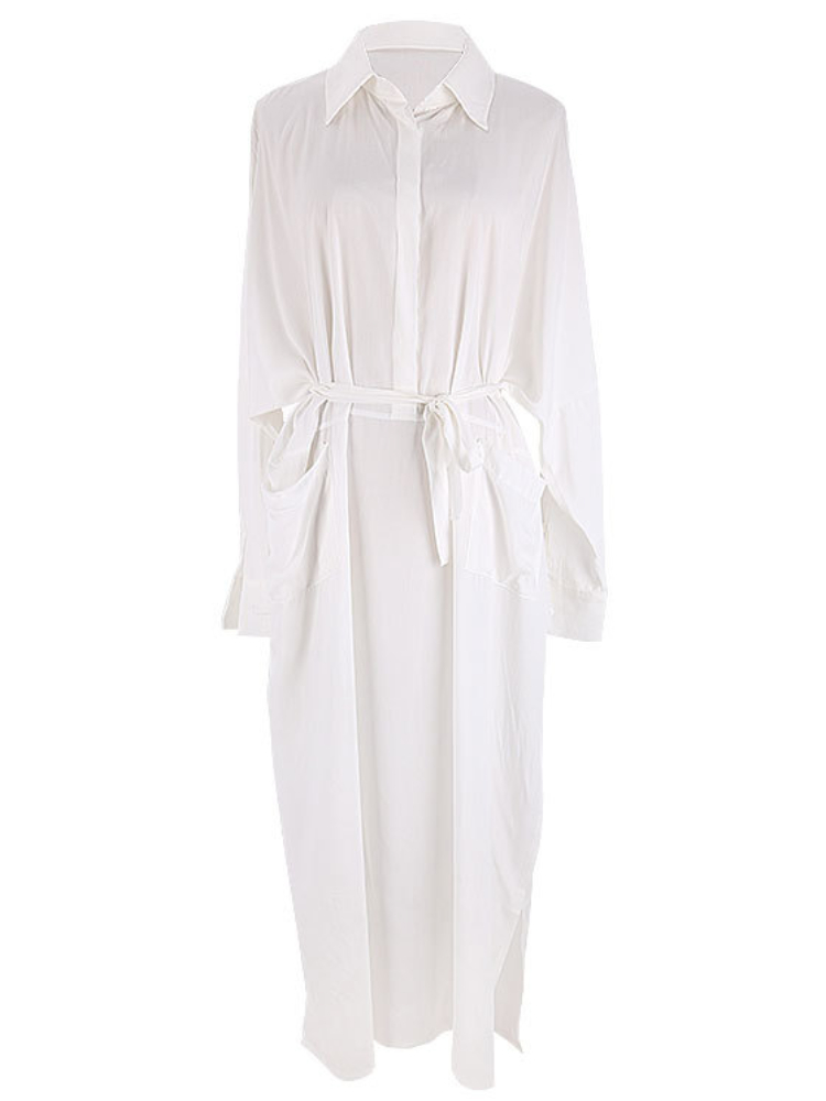 Robe de plage maxi blanche avec poches, cover-up pour les maillots de bain, kaftan, kimono, tunique d'été élégante