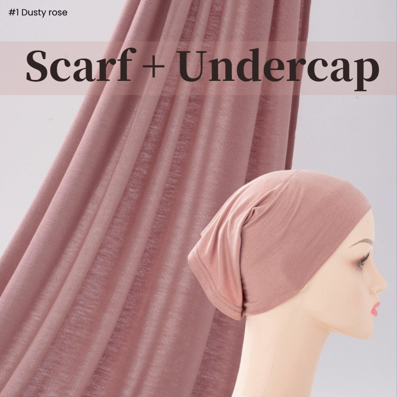 Ensemble Hijab et sous-bonnet en jersey modal 29 couleurs – Foulard musulman en coton doux et élastique de qualité supérieure, turban, bonnet, hijab saoudien