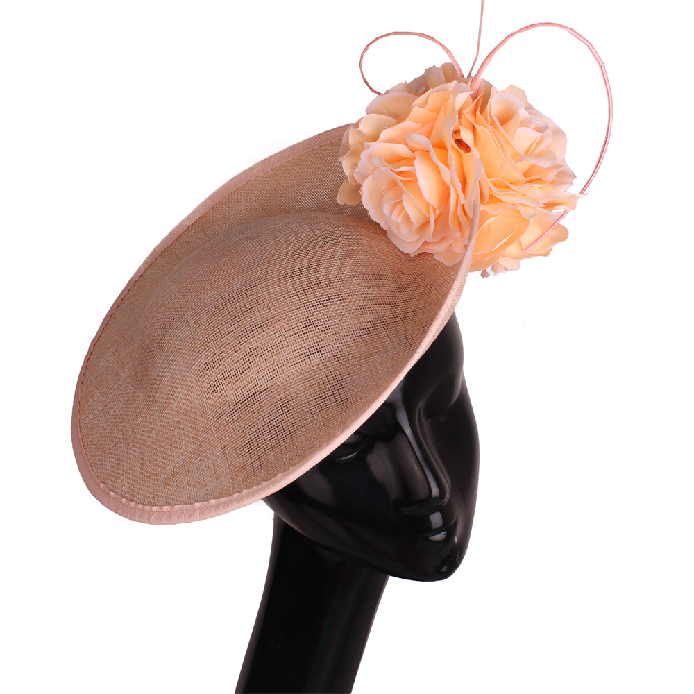 Magnifique robe formelle de mariage Fedora Cap femmes grand Derby casque fleur mode Fasinator chapeau à la main Occasion chapellerie casquette