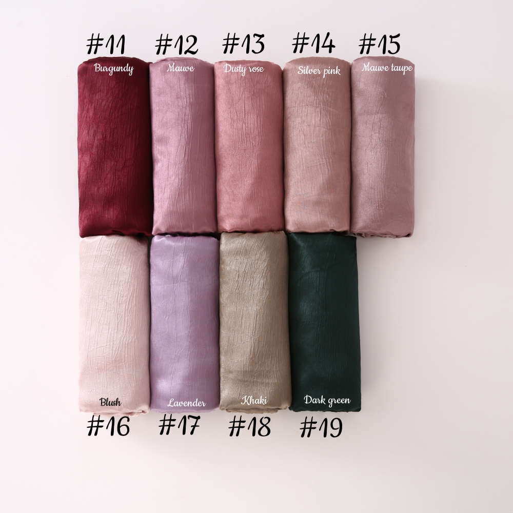 Femmes plaine soie Satin Hijab écharpe différents côtés écorce rides couleur unie Long châle femmes musulmanes soie lisse comme sous-écharpe
