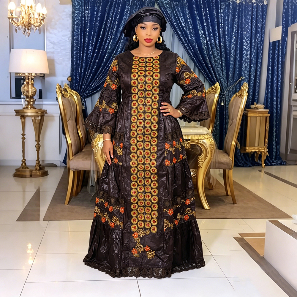 Robes longues de soirée africaines grande taille pour femmes, nouvelle collection 2026, robe de luxe en bazin brodée, robes de soirée élégantes pour mariage musulman.