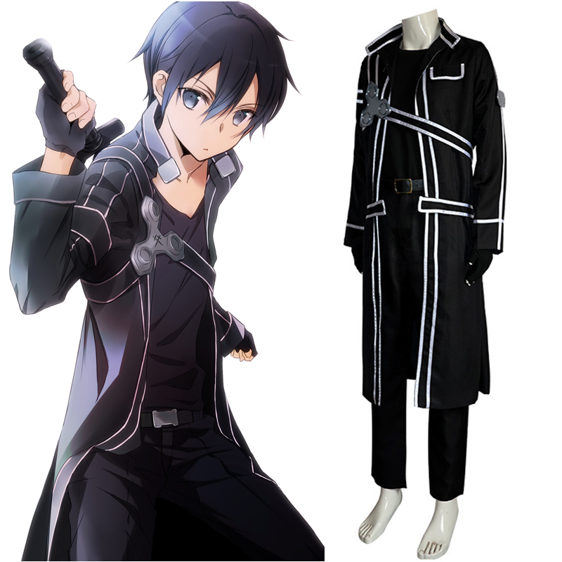 Anime épée Cos Kirito Kazuto Kirigaya Cosplay Costume Art en ligne veste chemise pantalon Hallowen tenue de fête pour hommes