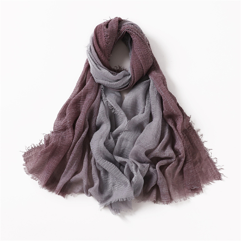 Foulard Hijabs Dégradé Uni pour Femme Musulmane, Turban Islamique de Grande Taille, Châle Long, Écharpe de Sauna, 2024
