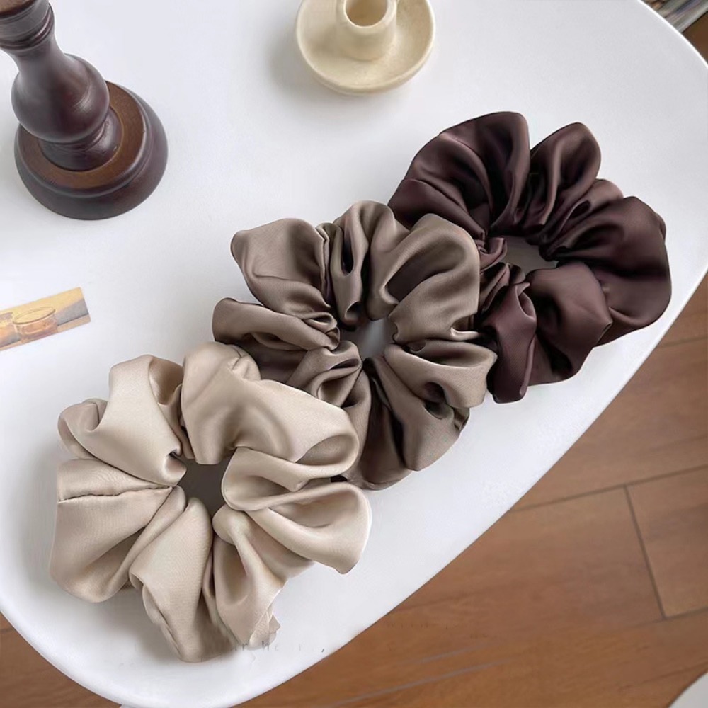 Chouchous de luxe en Satin, 3 pièces, soie douce neutre, parfaits pour les Styles quotidiens élégants, Look minimaliste, accessoires chics