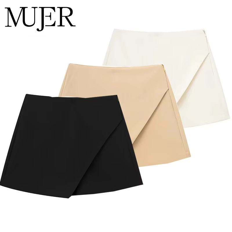 MUJER noir jupe Shorts femmes taille haute Mini jupe Shorts femme mode asymétrique jupe pour femmes 2025 été jupes courtes