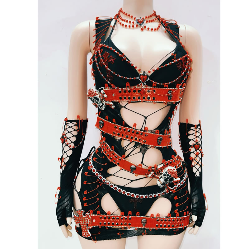 Robe tête de mort gothique Harajuku, robe sexy, vêtements croisés uniques, vêtements vintage, mode Y2K