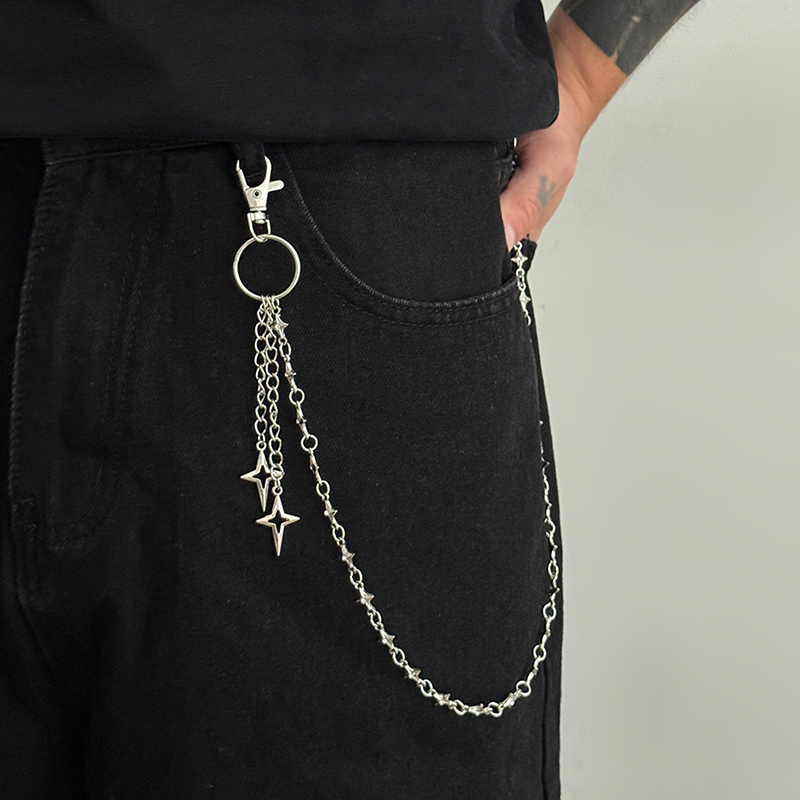 Pendentif chaîne vintage pour jean, porte-clés ceinture HipHop Goth pour hommes et femmes