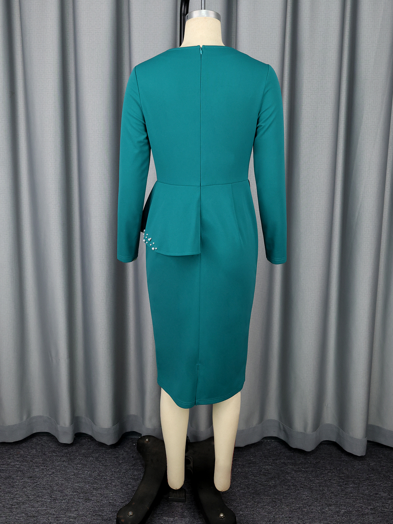 Robes d'église élégantes, manches longues, fleurs 3D, perles, col rond, manches longues, mi-longues, soirée, mariage, invité, automne