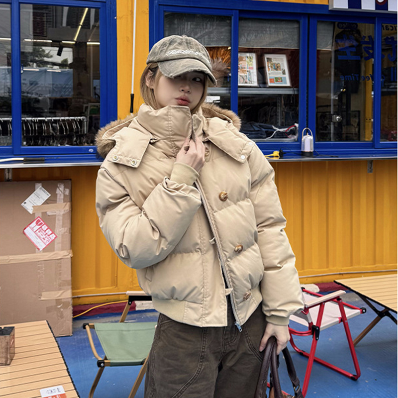 Veste chaude d'hiver pour femmes, coréen, épais, grand col en fourrure, vêtements d'extérieur à capuche, mode décontractée, manteau court détachable rembourré en coton
