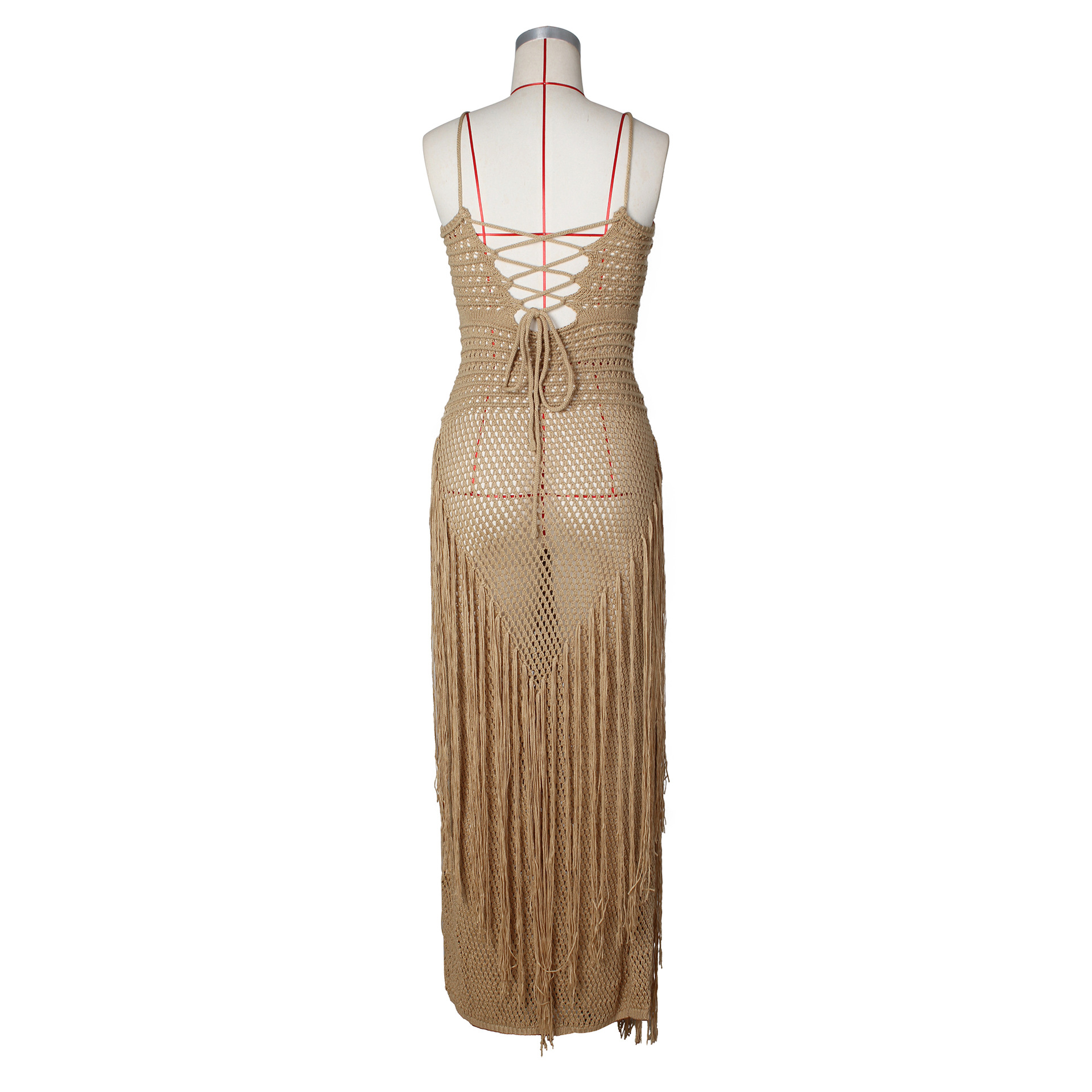 Robe de soirée élégante pour femme, style bohème, tricotée, sexy, à col halter, avec pompons, pour la plage, les clubs, les fêtes et les bals de promo