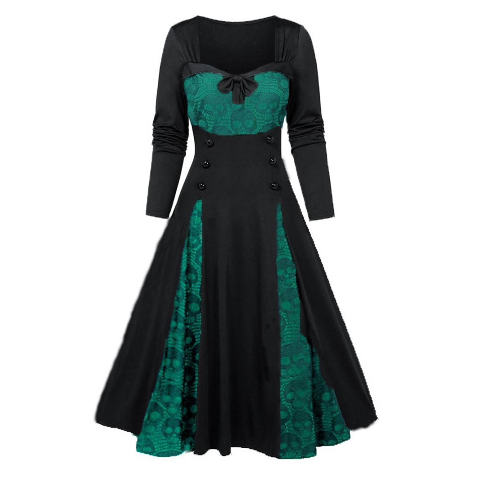 Robe Longue Gothique en Dentelle à Manches sulfpour Femme, Coupe Basse, Épissure, Style Court Punk Foncé, Taille Haute, lèvent, Ligne A, Maxi
