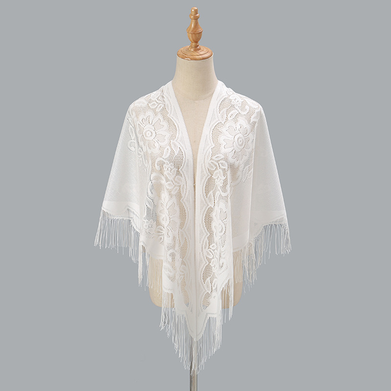 Nouveau châle triangulaire à franges, couleur unie, respirant, pour femmes