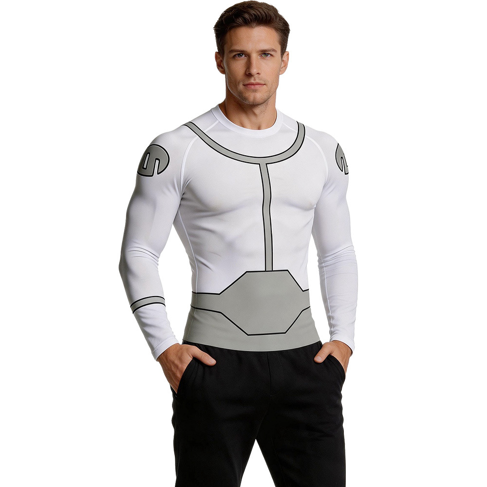 Haut de course à manches longues et col rond pour l'entraînement en extérieur, costume de cosplay invincible, t-shirt de plongée anti-UV