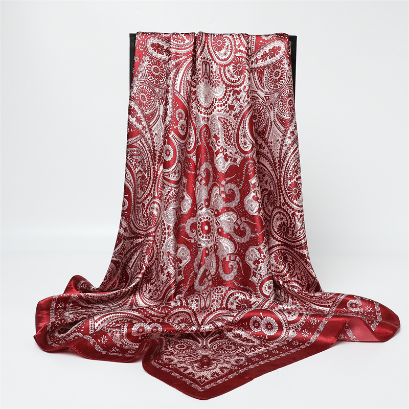 Écharpe carrée imprimée tendance pour femme 90*90cm, grands foulards en soie pour femmes, bandanas, châle de plage de luxe, enveloppes pour femmes, hijab, foulard