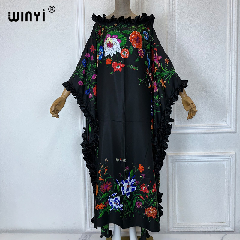WINYI Kaftan imprimé Moyen-Orient, vêtements africains tendance, tenues de plage pour femmes, robe maxi de soirée, abaya musulmane, luxe Dubaï
