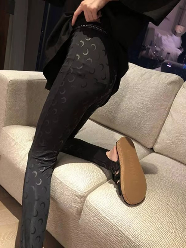 Pantalon astronomique imprimé taille haute pour femme, pantalon élastique moulant, mode coréenne, rue haute, décontracté, nouveau