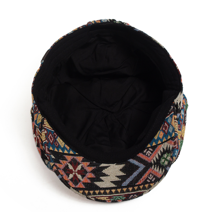 Casquette Gavroche Bohème à Motif Ethnique Aztec, Casquette Plate Géométrique Vintage, Bérets Décontractés pour Hommes et Femmes, Casquette Ivy à Visière Unisexe Réglable