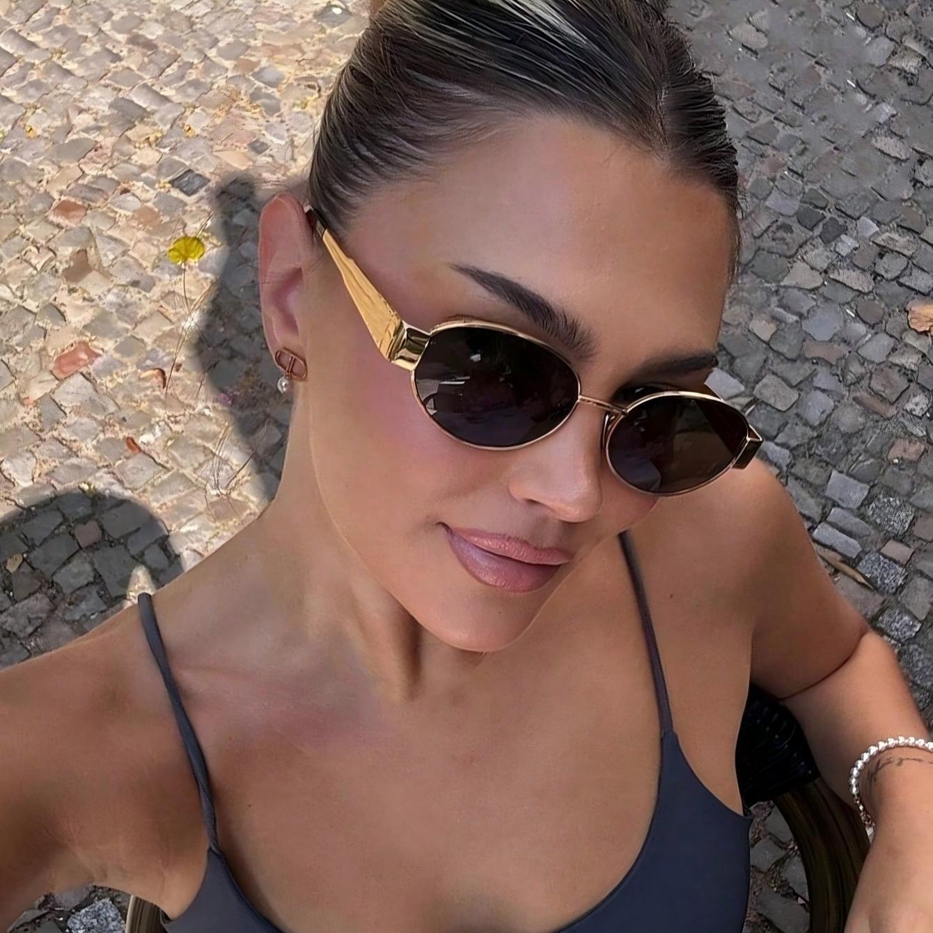 Lunettes de soleil ovales tendance pour femmes, nouvelle marque de luxe, monture en métal, lunettes de soleil classiques vintage rondes unisexes