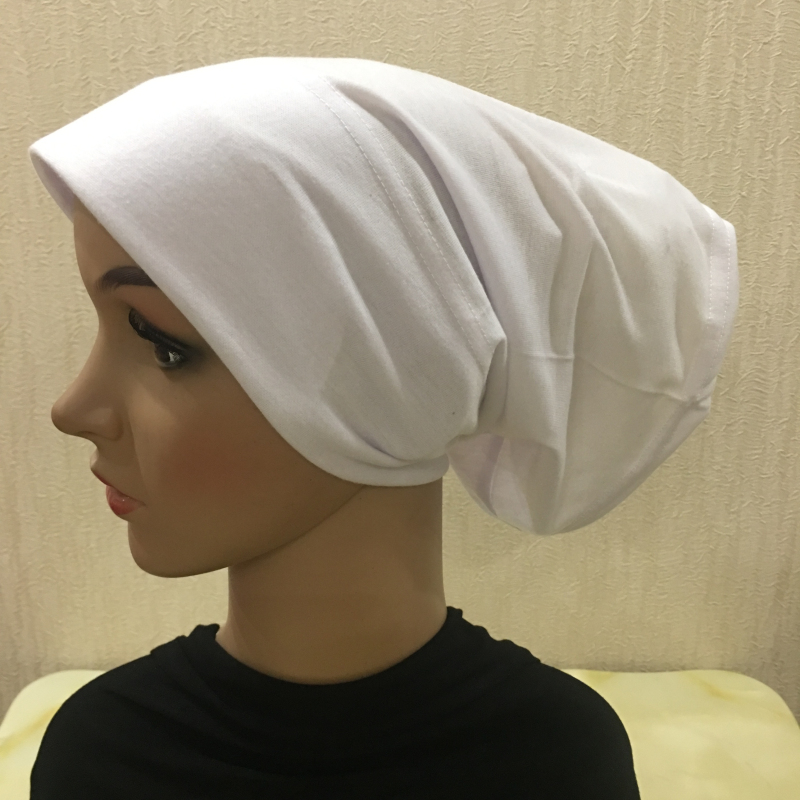 H066 chapeau tube uni avec sous-écharpe en carton Turban musulman couleur Pure extensible intérieur Hijabs femmes foulard sous Hijab Bonnet