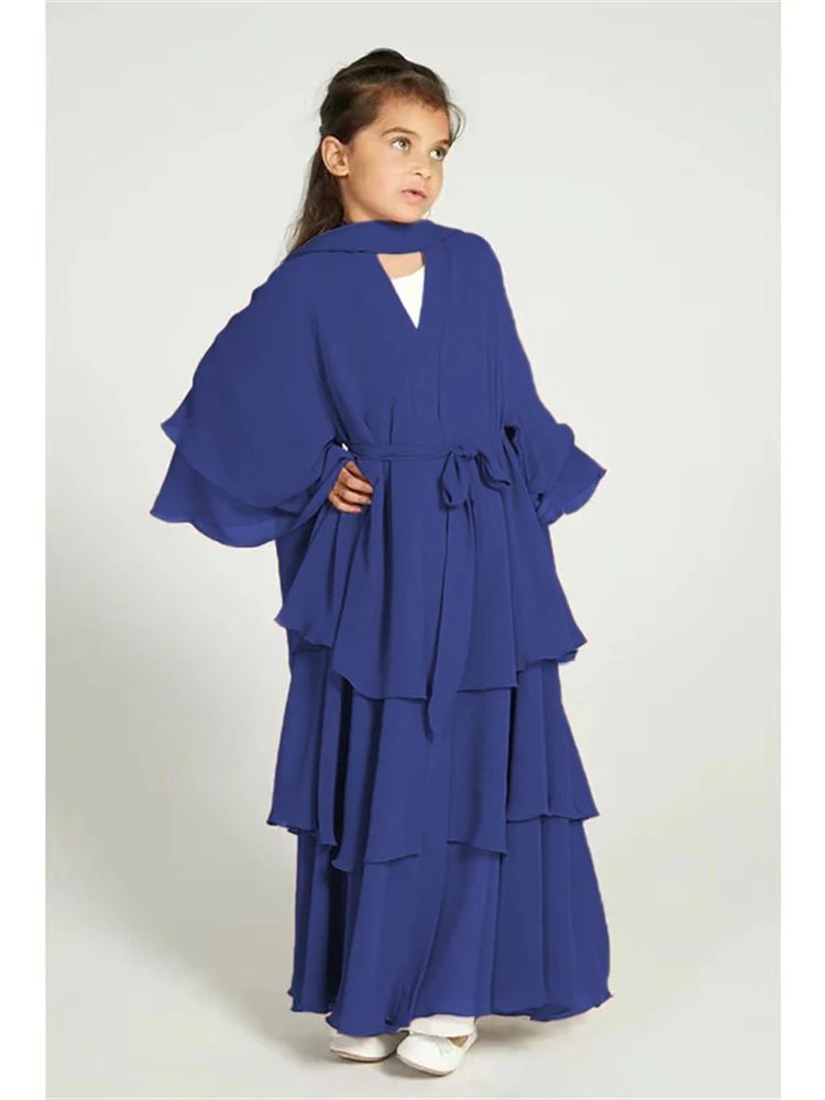 Abaya en mousseline de soie pour enfants, robe musulmane pour Ramadan, Niqab, tiens imar, Dubaï, Turquie, Islam, vêtements de prière pour femmes, Kebaya