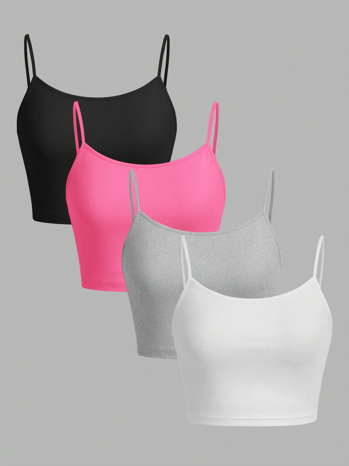 Lot de 4 débardeurs sexy d'été pour femmes, couleur unie, ajustables, confortables, doux, style crop top pour jeunes filles et femmes