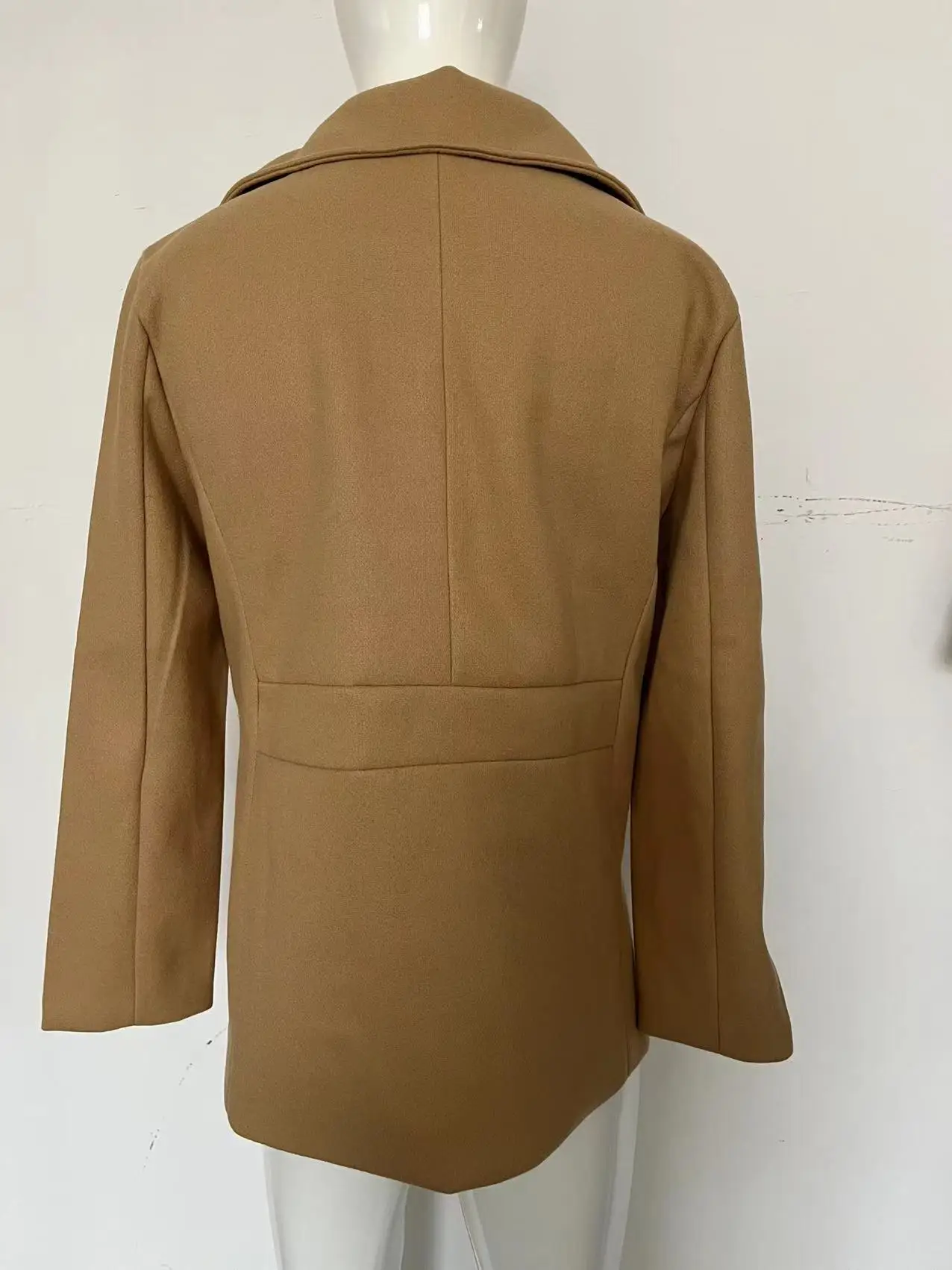Manteau Peacoat en Tweed à manches longues pour homme, pardessus longs de couleur unie, grande taille, mode automne et hiver, nouvelle collection
