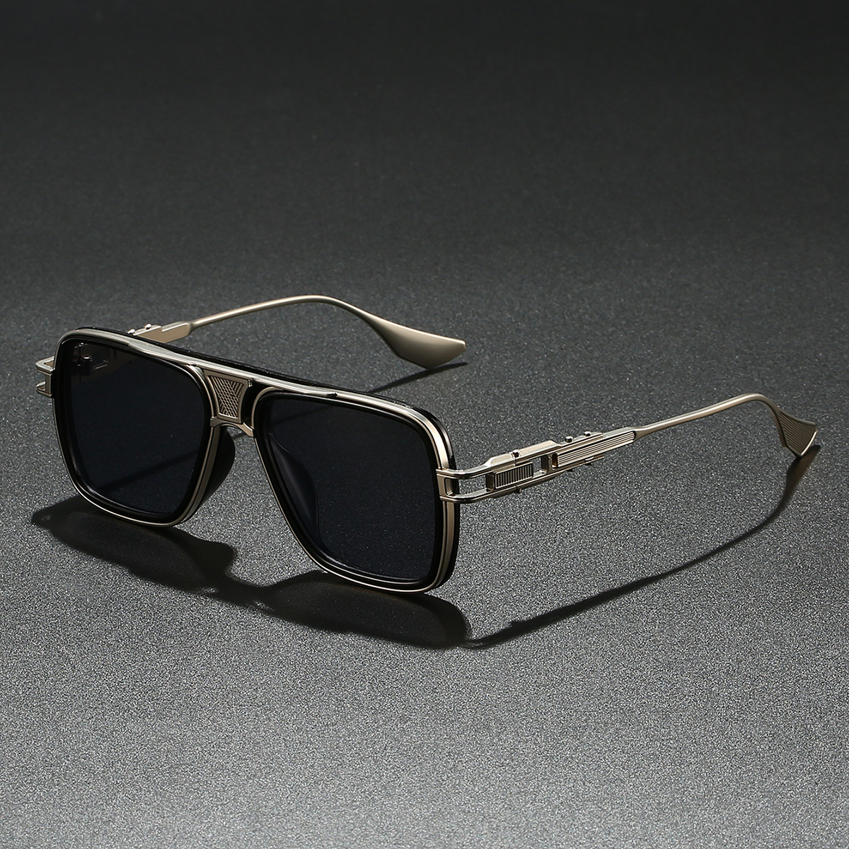 Lunettes de soleil carrées de luxe à double pont, monture intégrale en plastique et métal, verres PC UV400 non polarisés, pour hommes, style décontracté et tendance