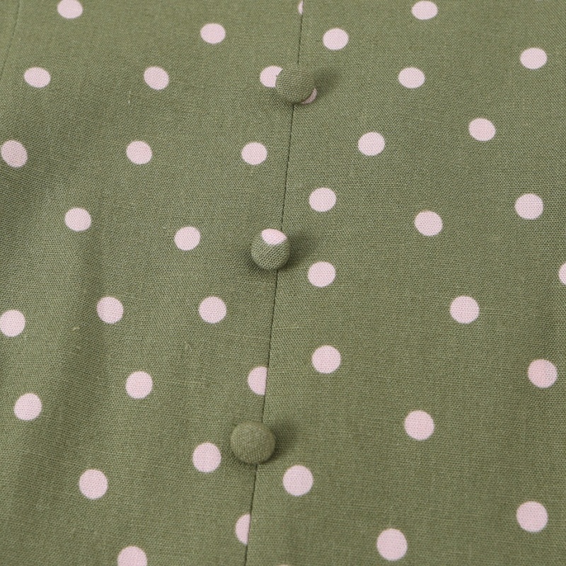 Robe pour femme 2026 Nouvelle tendance mode été Robe midi en lin mélangé à pois