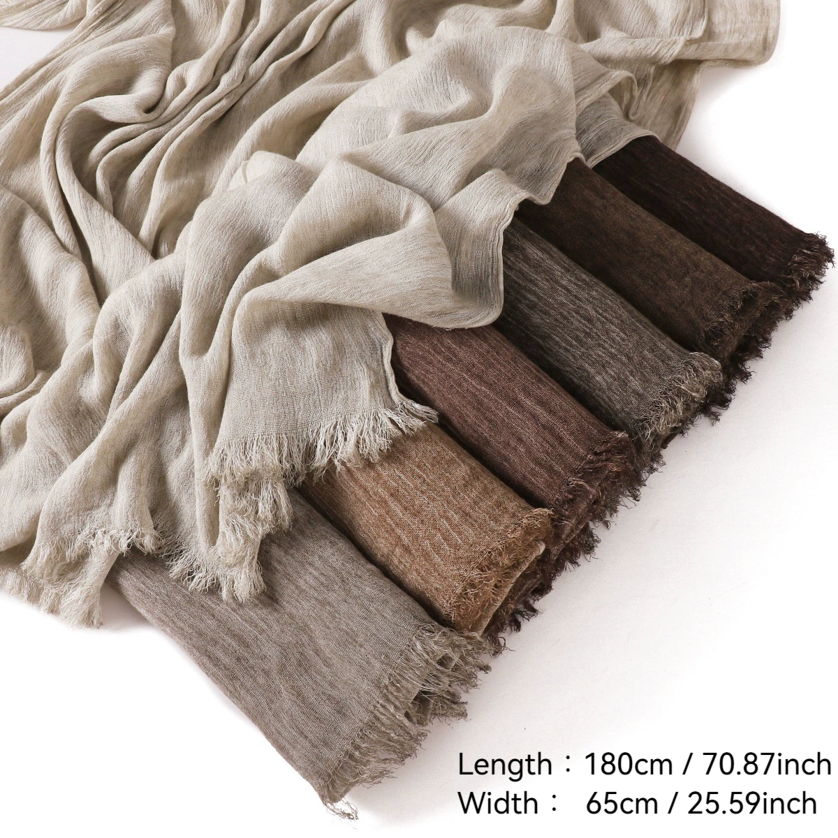Ramadan Ombre cravate teint plissé frange coton rayonne Hijab châles plaine solide bandeau Pashmina Turban musulman Sjaal 180*70Cm