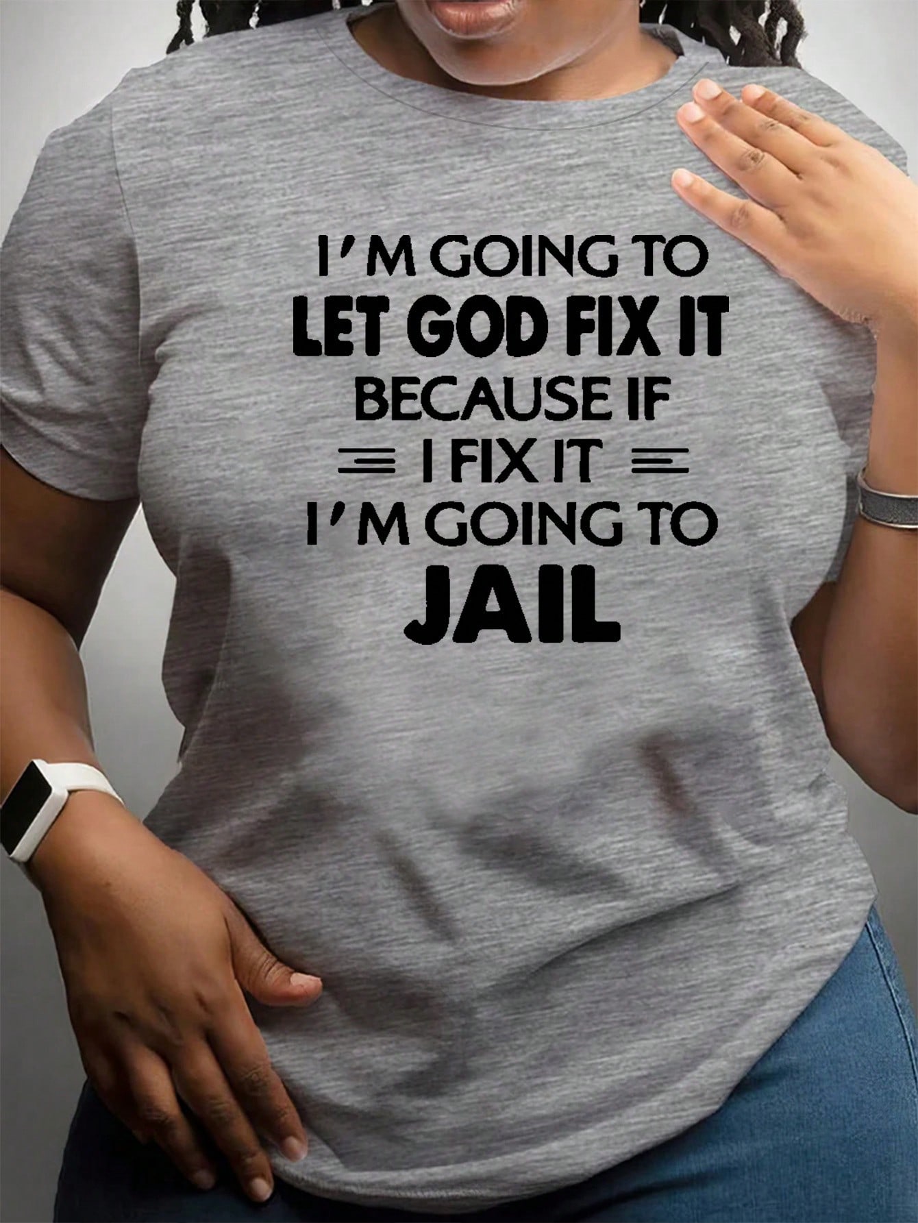 T-shirt décontracté à manches courtes et col rond pour femme, grande taille, imprimé avec un slogan, idéal pour les trajets quotidiens et le shopping