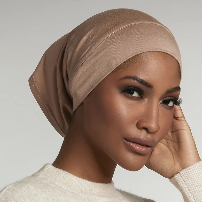 Maillot Hijab pour femmes musulmanes, sous la casquette Hijab avec trou d'oreille, casquette intérieure ronde pour le front, sous-écharpe, Bonnet Turbante, chapeau