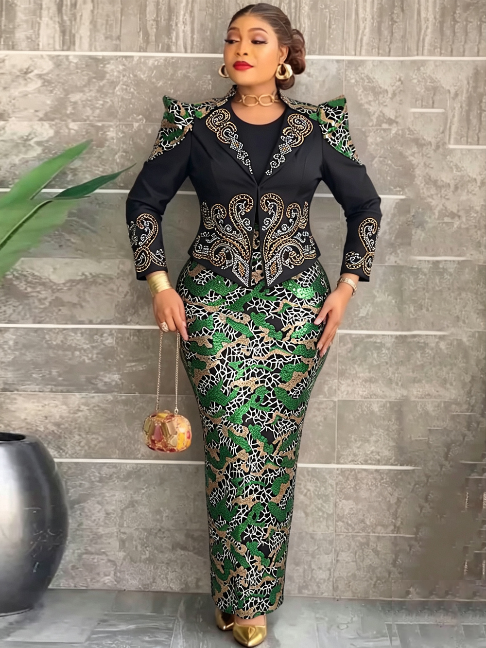 Robes de soirée de mariage de luxe pour femmes, manteau à manches longues et gilet à paillettes, vêtements africains turcs, ensemble 2 pièces, tenue Dashiki