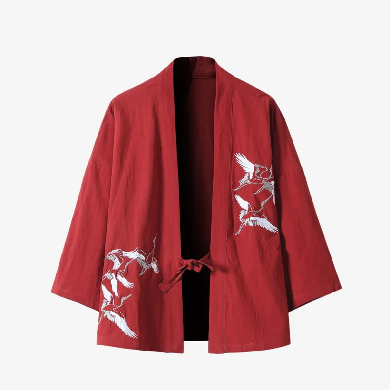 Robes Kimono de Style Japonais, Cardigan Haori à Imprimé Grue Traditionnelle, Vêtements Asiatiques, Vestes d'Entrée de Samouraï, Streetwear Hip Hop