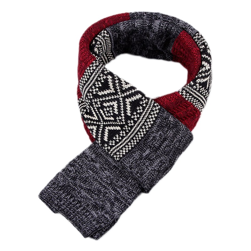 Écharpe d'hiver pour hommes écharpe à carreaux tricot décontracté garder au chaud foulard Patchwork laine cachemire écharpe AC086