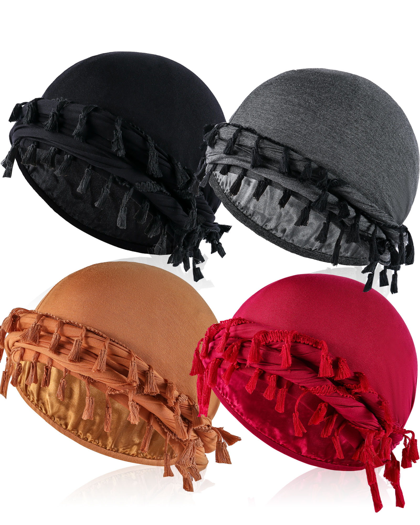 Vintage Twist Turban Head Wraps pour hommes Stretch Modal et Satin Turban écharpe cravate pour cheveux fermeture à cordon et lavage en machine