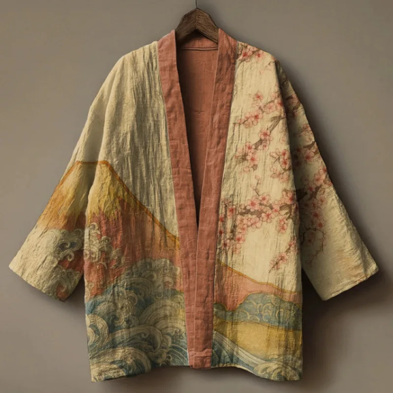 Kimono, Manteau, Chemise, Vêtement d'extérieur, Cardigan, Veste, Surdimensionné, Adulte, Vintage, Imprimé, Manches courtes, Peignoir, Yukata, Haori, Ample, Décontracté, Homme