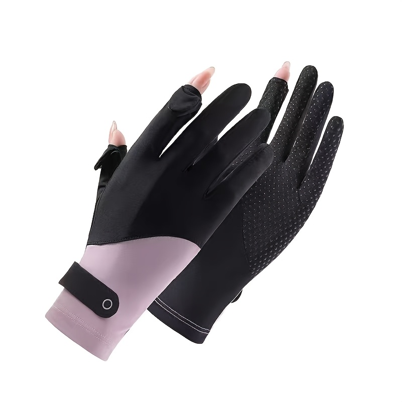 Gants d'été en soie glacée pour femmes, protection solaire extérieure, antidérapants, fins, respirants, pare-soleil, gants à écran tactile rabattables