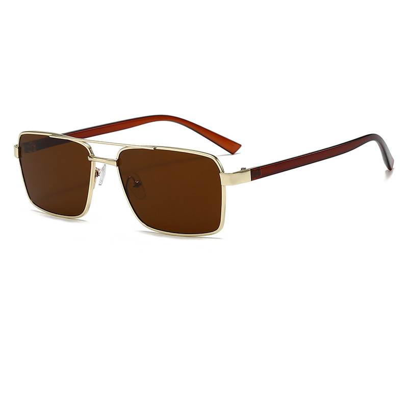 Lunettes de soleil carrées à double pont pour femmes et hommes, style rectangulaire, décontractées, pour affaires, de marque, design vintage