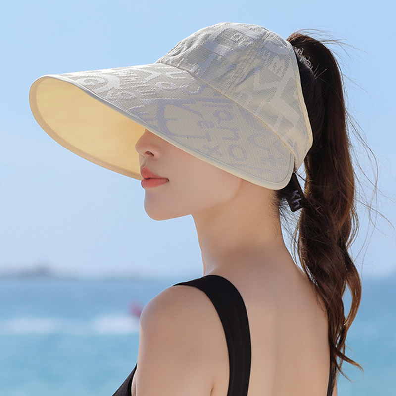 Chapeau de soleil d'été pour femmes, grande bord, casquette queue de cheval vide pour voyage en plein air, plage, visières de Protection solaire, Protection UV, chapeaux de pêcheur 모자