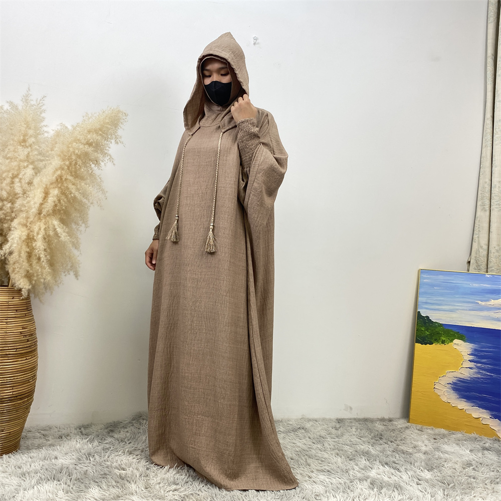 Femmes 12 couleurs Abayas musulman Ramadan vêtements de prière avec capuche Jalaba solide décontracté manches chauve-souris Robe arabe Eid Djellab
