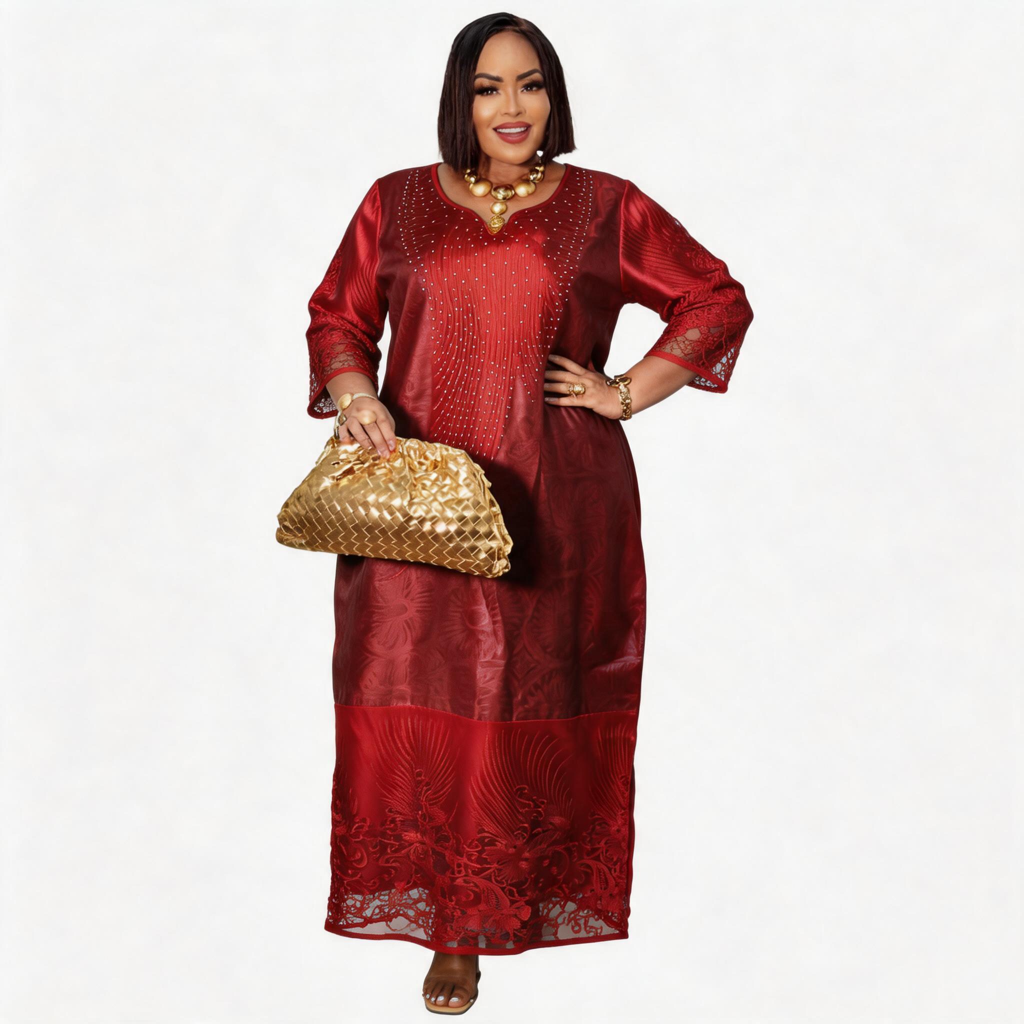 Robe africaine pour femmes, abaya brodée, grande taille, élégante, pour fêtes et cérémonies