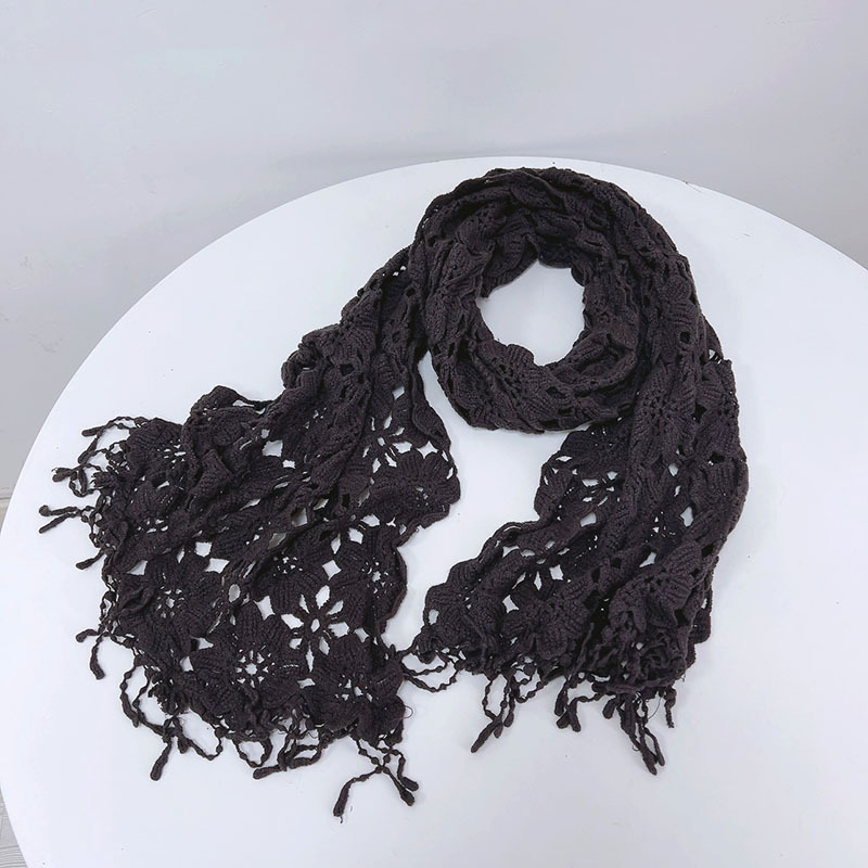 Écharpe en tricot au crochet pour femme, dentelle douce et polyvalente, protection du cou, printemps et automne